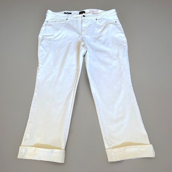 NYDJ Marilyn Ankle Clean Cuff Jeans Women's 18W White Lift Tuck Straight Leg NWT - Picture 1 of 14